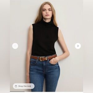 NWOT Veronica Beard BLACK CASHMERE MAZZY SLEEVELESS SWEATER Size XS